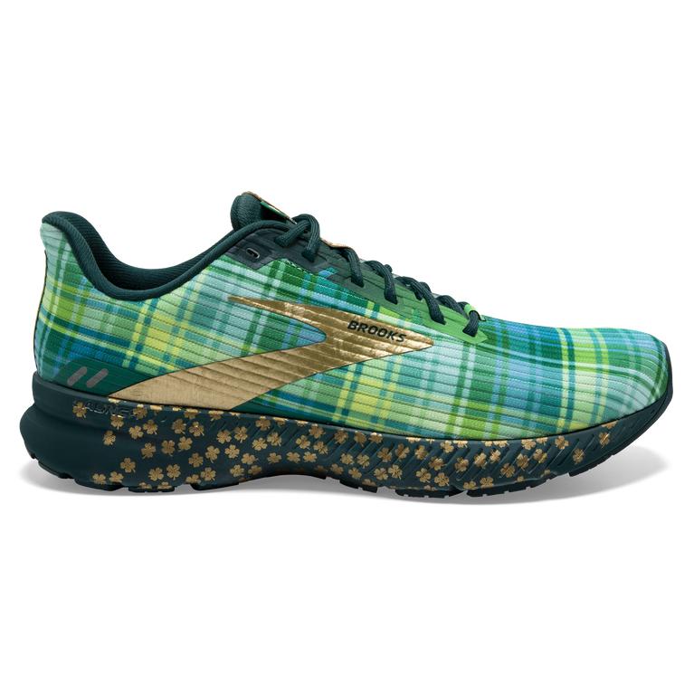 Brooks Men's Launch 8 Light-Cushion Road Running Shoes - Fern Green/Metallic Gold/Deep Teal (PTEG312